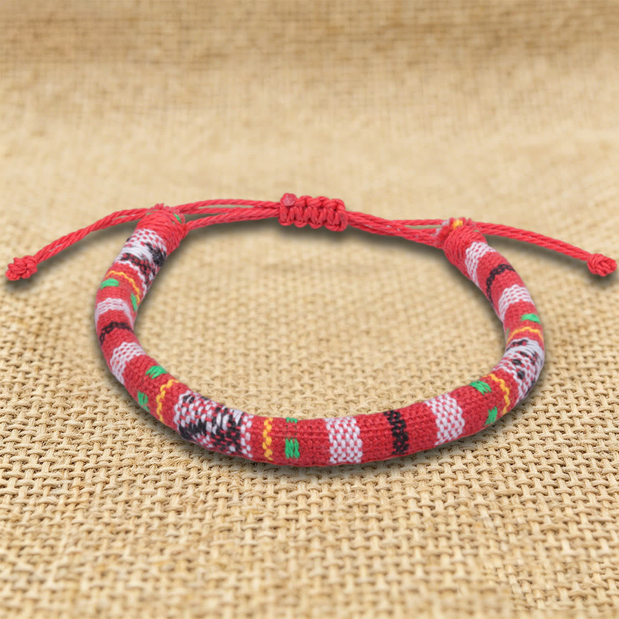 Olivenorma Bohemian Ethnic Pattern Handmade Cotton Thread Friendship Braided Bracelet - Red Chevron - image 9