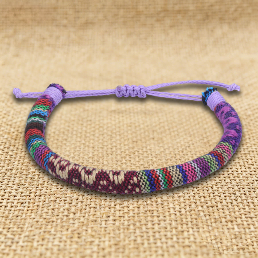 FREE Today: Bohemian Ethnic Pattern Handmade Cotton Thread Friendship Braided Bracelet - Burgundy Ethnic - image 7