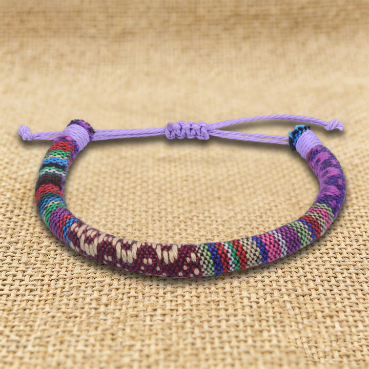 FREE Today: Bohemian Ethnic Pattern Handmade Cotton Thread Friendship Braided Bracelet - Burgundy Ethnic - image 7