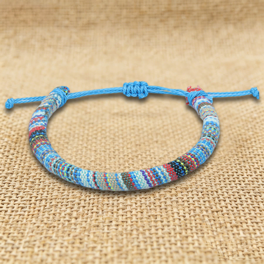 Olivenorma Bohemian Ethnic Pattern Handmade Cotton Thread Friendship Braided Bracelet - Sky Blue Tribal - image 20