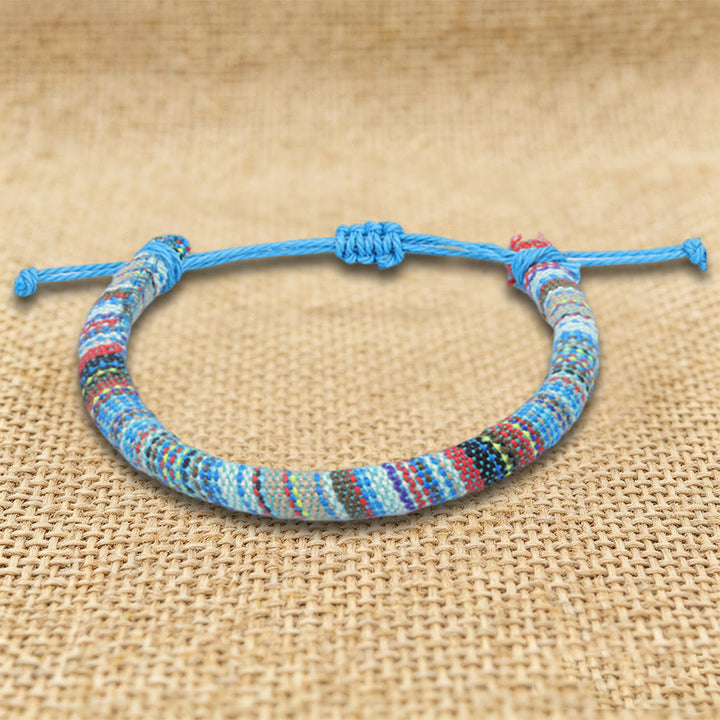 Olivenorma Bohemian Ethnic Pattern Handmade Cotton Thread Friendship Braided Bracelet - Sky Blue Tribal - image 20