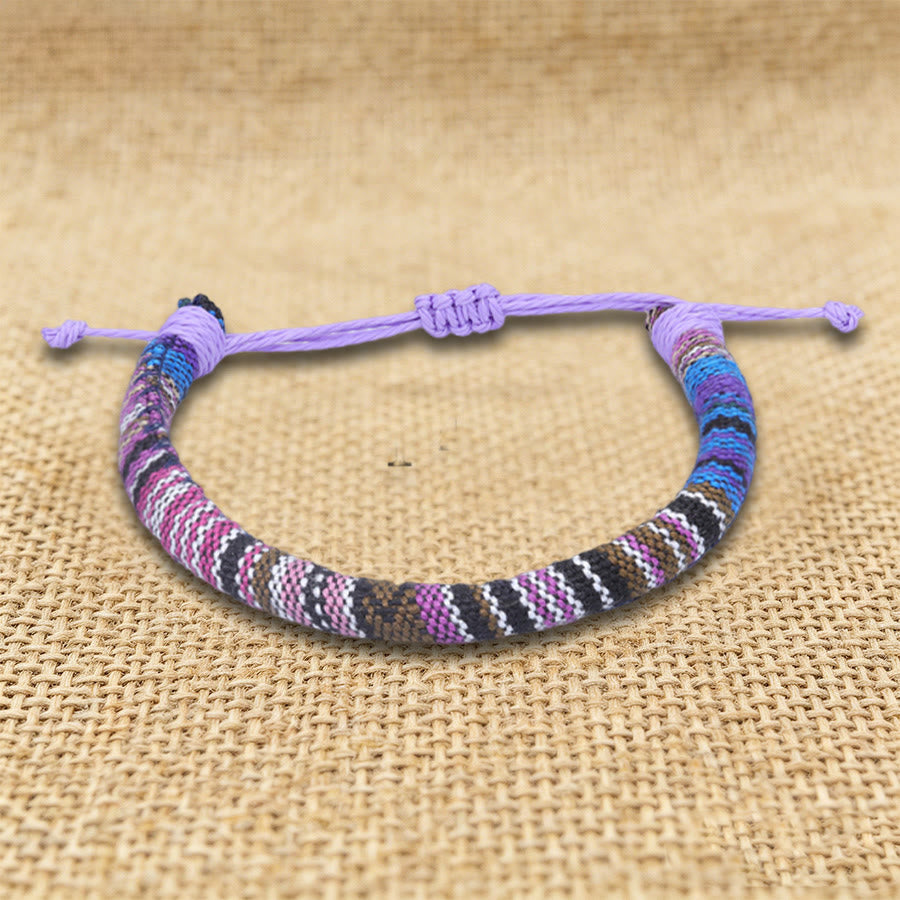 FREE Today: Bohemian Ethnic Pattern Handmade Cotton Thread Friendship Braided Bracelet - Purple Patchwork - image 18