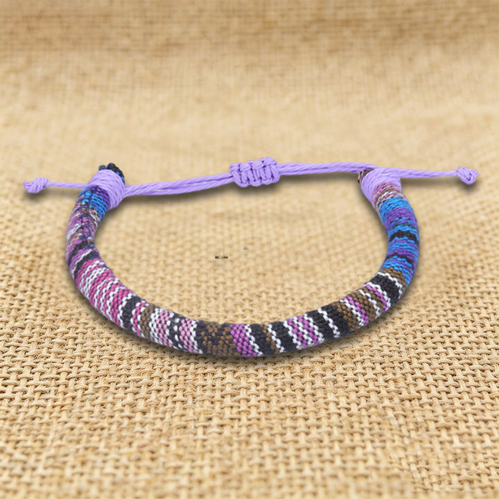 FREE Today: Bohemian Ethnic Pattern Handmade Cotton Thread Friendship Braided Bracelet - Purple Patchwork - image 18