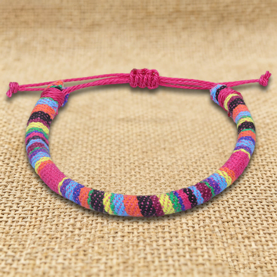 Olivenorma Bohemian Ethnic Pattern Handmade Cotton Thread Friendship Braided Bracelet - Rainbow Orange - image 29