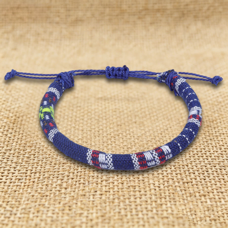 Olivenorma Bohemian Ethnic Pattern Handmade Cotton Thread Friendship Braided Bracelet - Navy Stripes - image 27