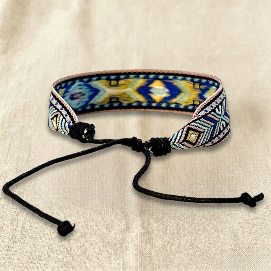 Olivenorma Ethnic Tribal Geometric Pattern Woven Adjustable Knotted Everyday & Festival Wear Braided Bracelet - image 5