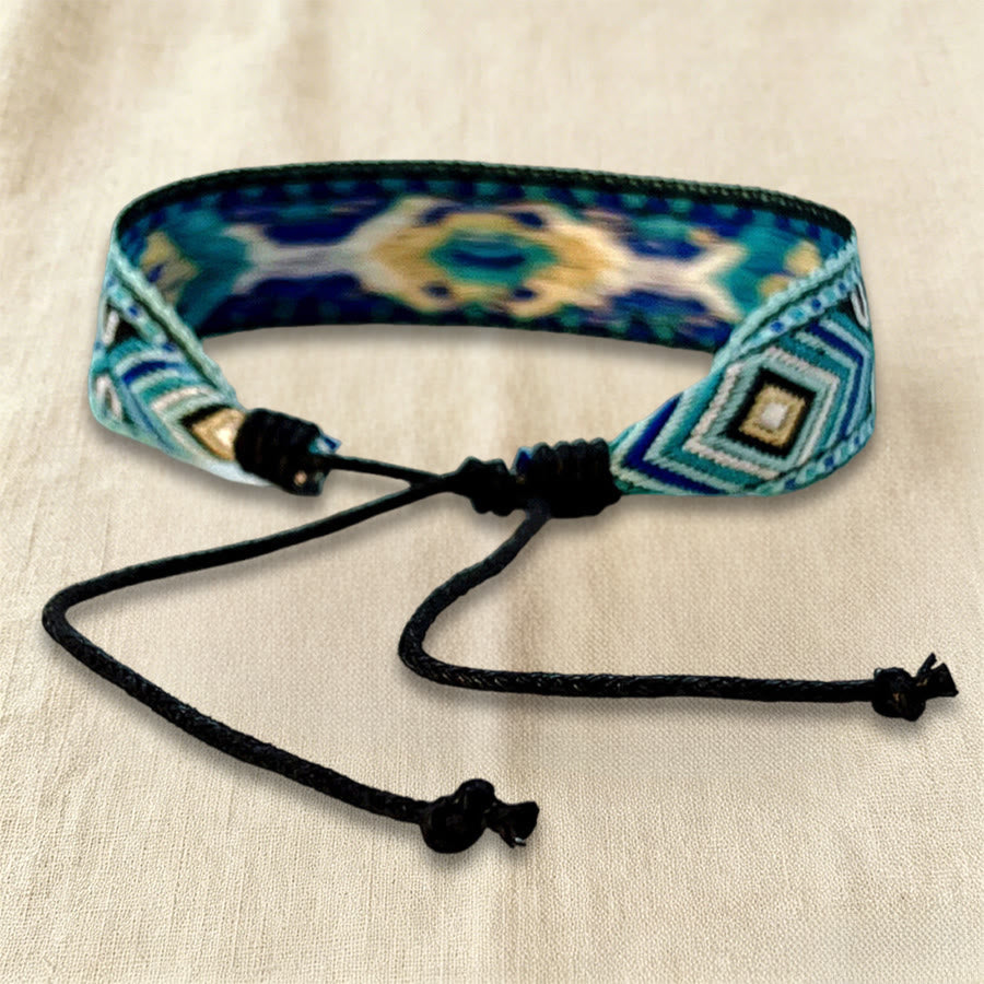 Olivenorma Ethnic Tribal Geometric Pattern Woven Adjustable Knotted Everyday & Festival Wear Braided Bracelet - image 1