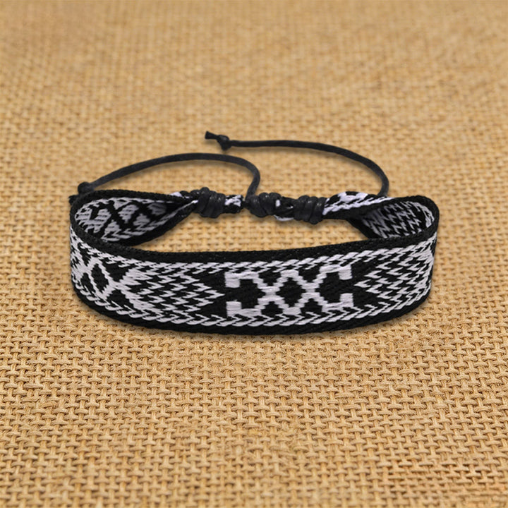 Olivenorma Handmade Ethnic Aztec Geometric Sliding Knot Friendship Braided Bracelet - Black Cross - image 3