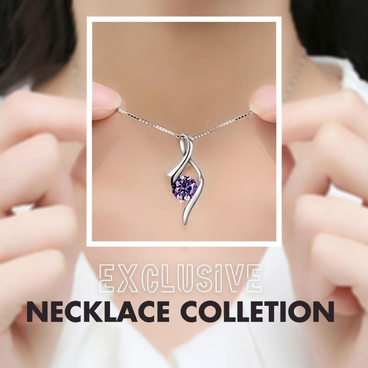 FREE Today: Alloy Water Drop Curve Pendant with Purple Stone Necklace - image 1
