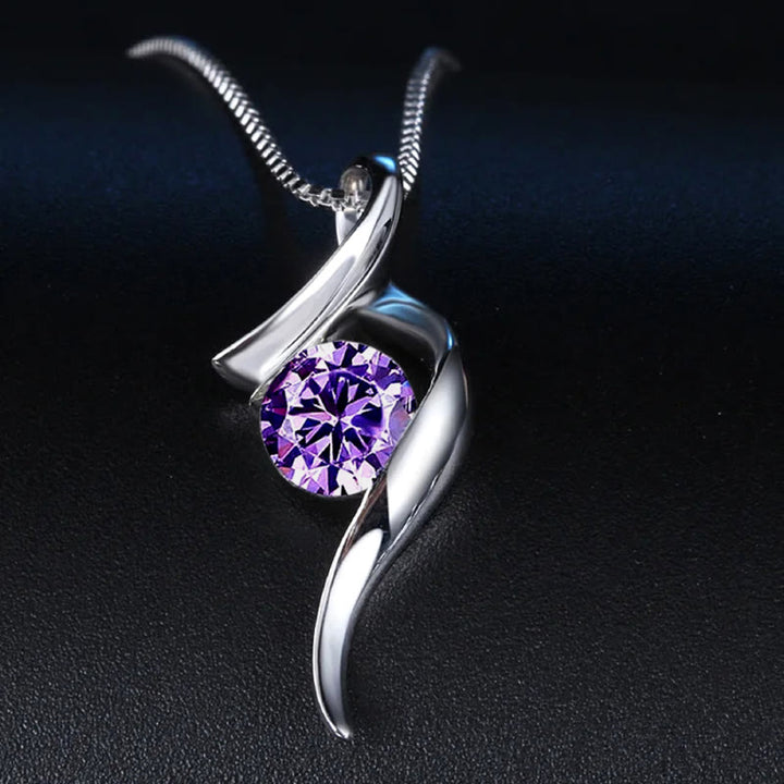 FREE Today: Alloy Water Drop Curve Pendant with Purple Stone Necklace - image 4