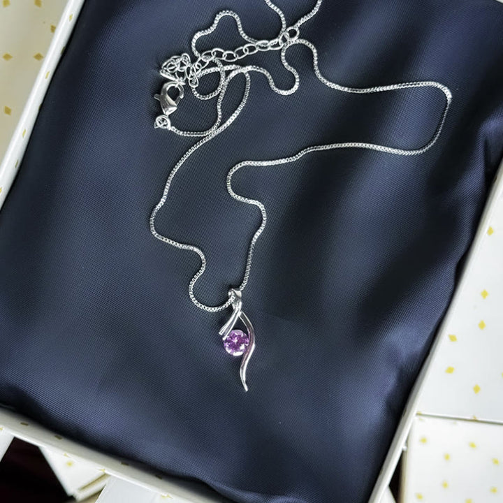 FREE Today: Alloy Water Drop Curve Pendant with Purple Stone Necklace - image 5