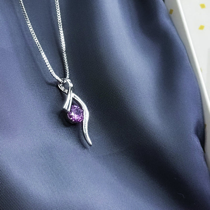 FREE Today: Alloy Water Drop Curve Pendant with Purple Stone Necklace - image 8