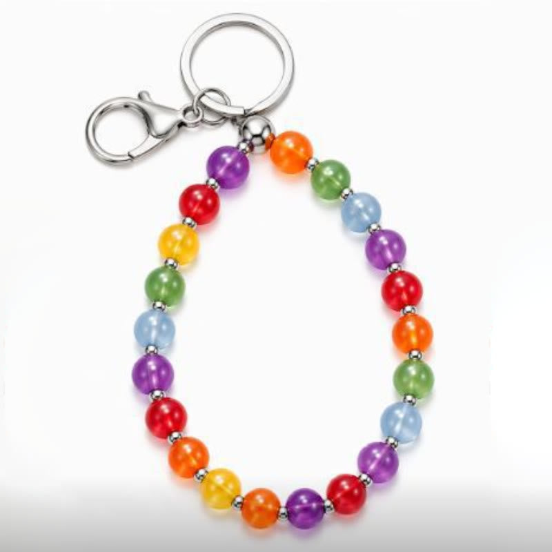 FREE Today: Rainbow Colored Necklace Colorchanging Dopamine Chain 8mm Beaded Bracelet & Earrings - Keychain #2 - image 14