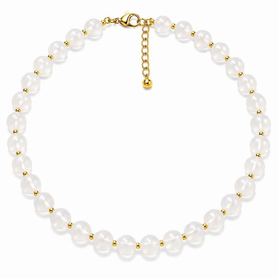 FREE Today: Rainbow Colored Necklace Colorchanging Dopamine Chain 8mm Beaded Bracelet & Earrings - Necklace & Gold Beads（38+5CM） - image 6