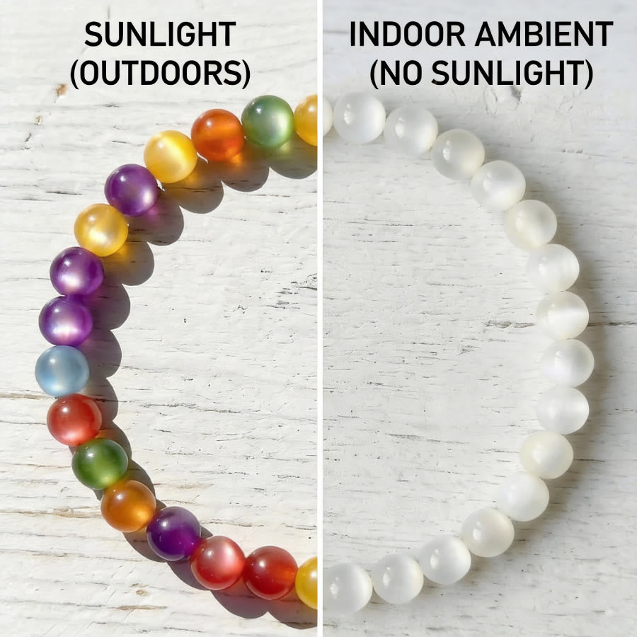FREE Today: Rainbow Colored Necklace Colorchanging Dopamine Chain 8mm Beaded Bracelet & Earrings - Bracelet & Silver Beads（17CM） - image 0