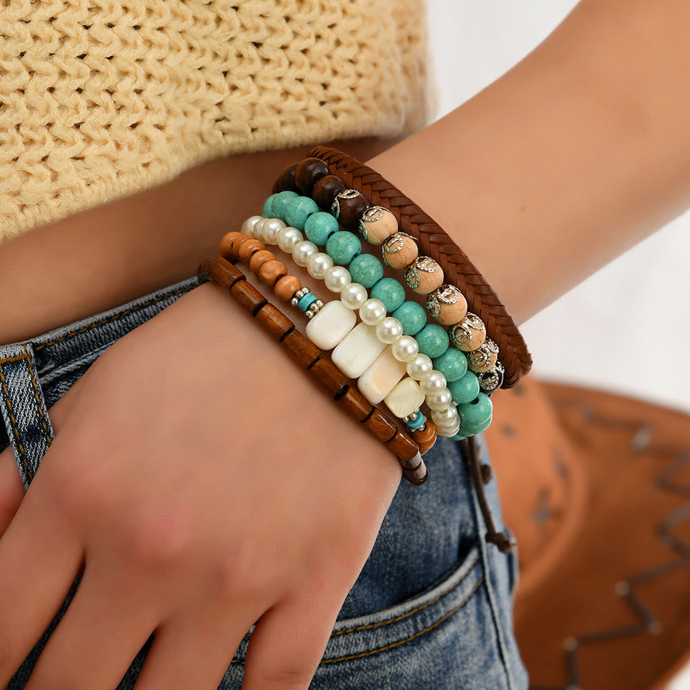 FREE Today: Women's Boho Beaded Layered Charm Bracelet 6Pcs Set - image 32