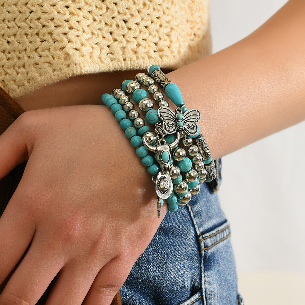 Olivenorma Stackable Multi-Layer Handmade Feather Charm Boho Ethnic Bracelet - image 44
