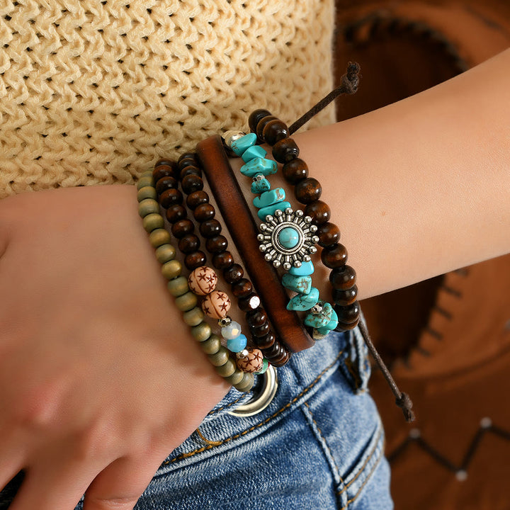 Olivenorma Stackable Multi-Layer Handmade Feather Charm Boho Ethnic Bracelet - image 25