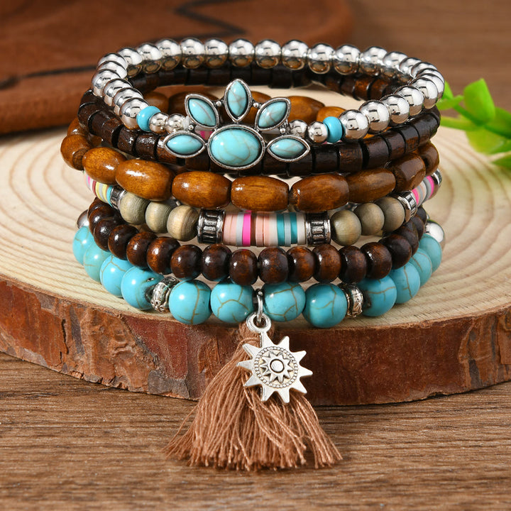 FREE Today: Women's Boho Beaded Layered Charm Bracelet 6Pcs Set - Turquoise Star - image 21