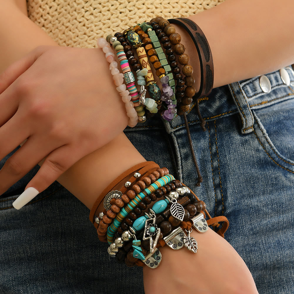 FREE Today: Women's Boho Beaded Layered Charm Bracelet 6Pcs Set - image 28