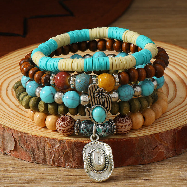 FREE Today: Women's Boho Beaded Layered Charm Bracelet 6Pcs Set - Oval Turquoise - image 36