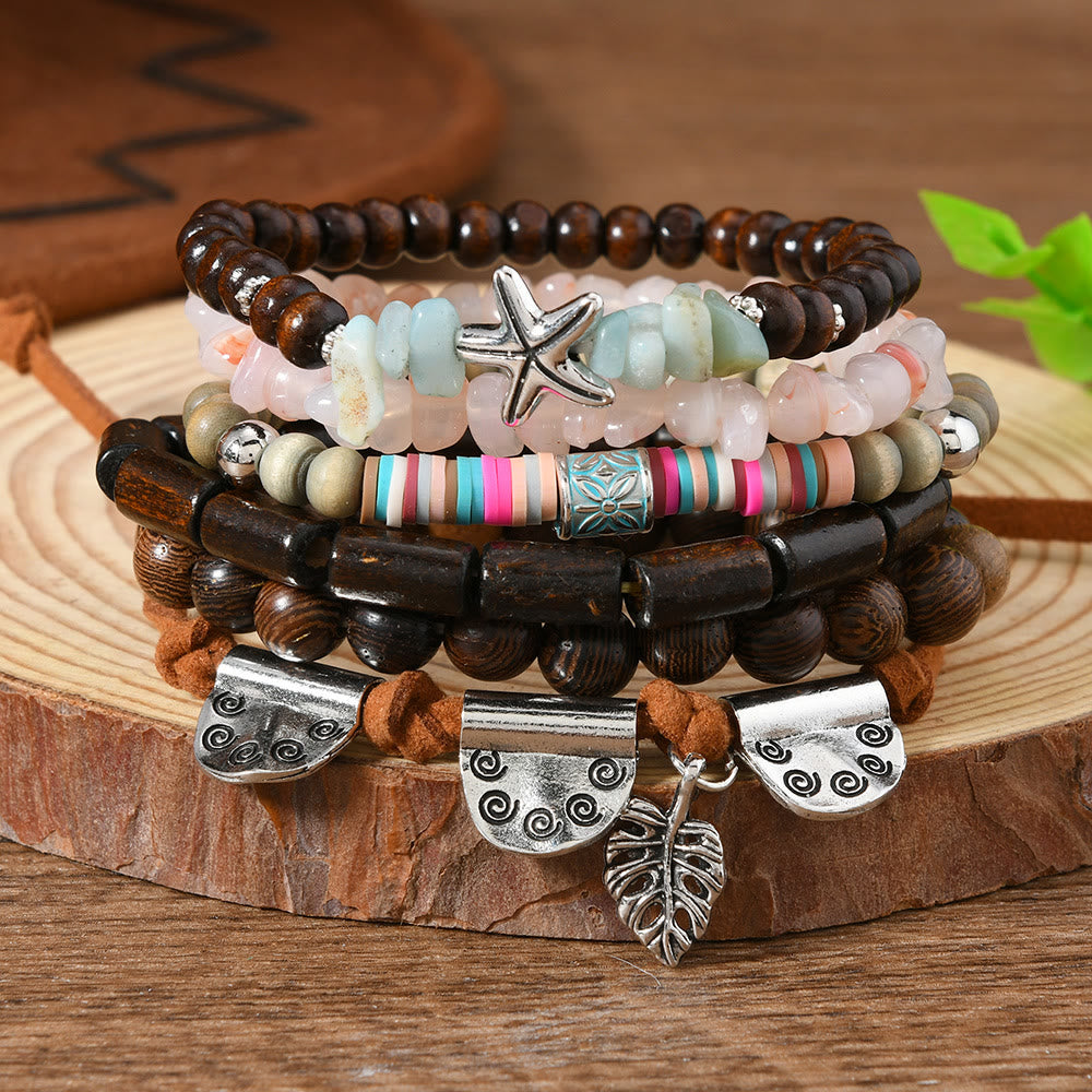 FREE Today: Women's Boho Beaded Layered Charm Bracelet 6Pcs Set - Black Turquoise - image 26