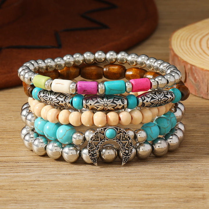 FREE Today: Women's Boho Beaded Layered Charm Bracelet 6Pcs Set - Pastel Silver - image 39