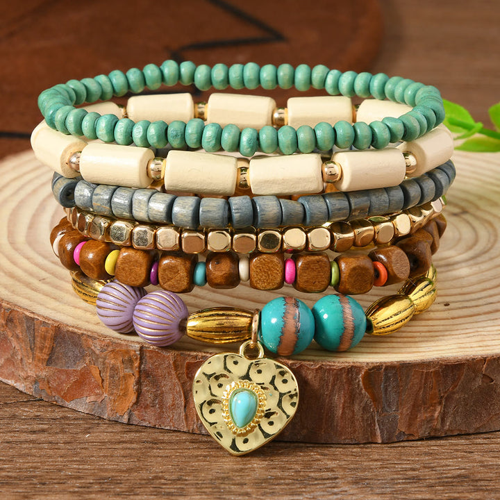 FREE Today: Women's Boho Beaded Layered Charm Bracelet 6Pcs Set - Turquoise Charm - image 5