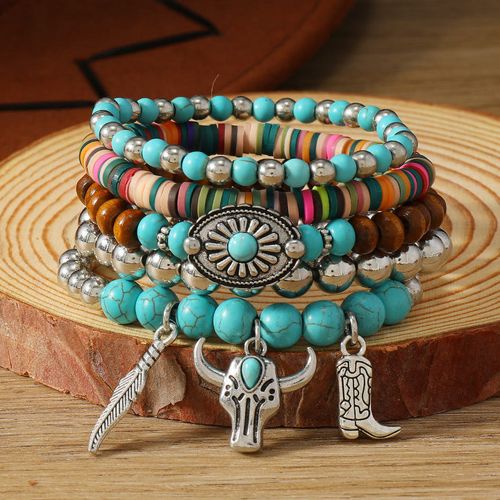 FREE Today: Women's Boho Beaded Layered Charm Bracelet 6Pcs Set - Turquoise Tassel - image 33