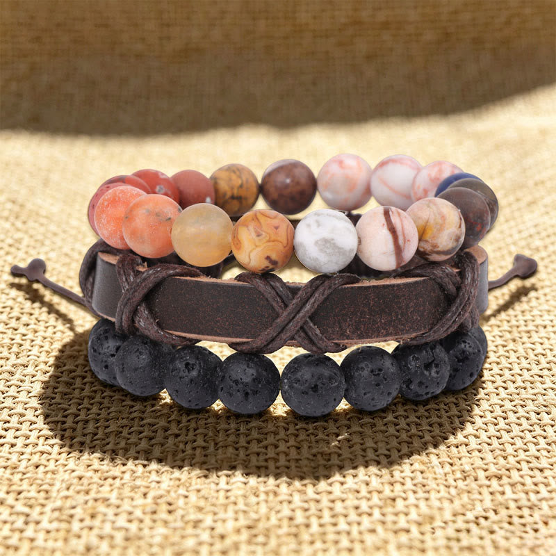 Olivenorma Stackable Multi-Layer Handmade Boho Ethnic Bracelet - Lava Stone & Picasso Stone - image 7