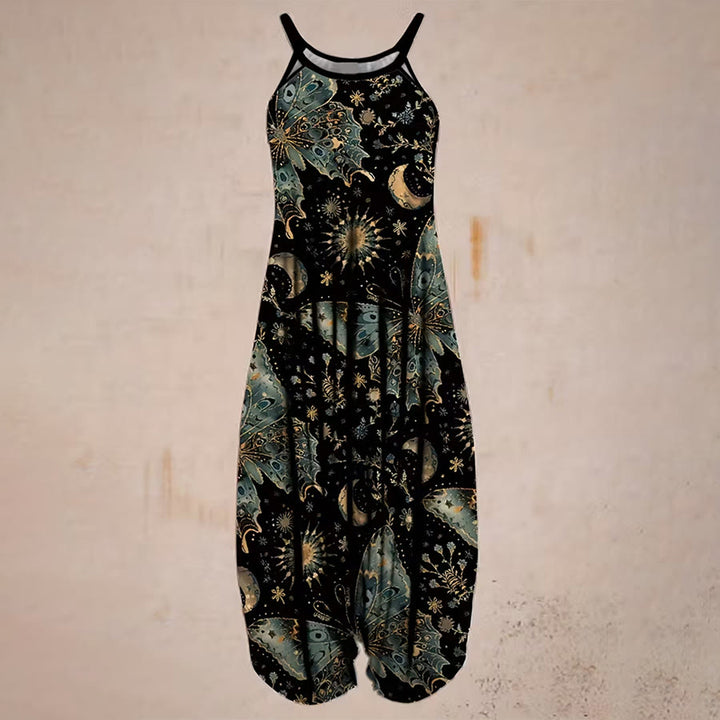 Olivenorma Celestial Butterfly Moon Print Spaghetti Strap Loose Harem Pants Women's Set - image 4