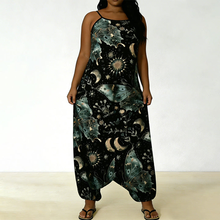 Olivenorma Celestial Butterfly Moon Print Spaghetti Strap Loose Harem Pants Women's Set - image 5