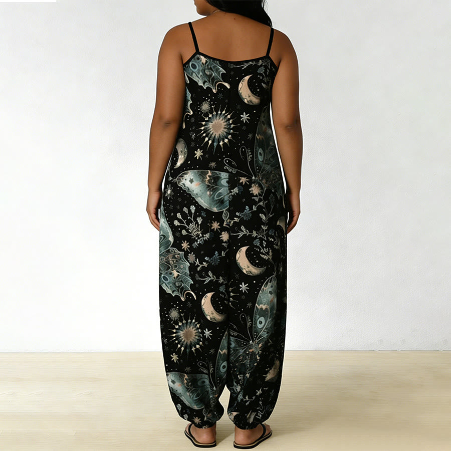 Olivenorma Celestial Butterfly Moon Print Spaghetti Strap Loose Harem Pants Women's Set - image 6