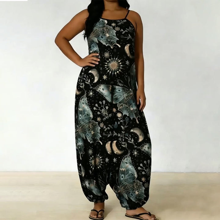 Olivenorma Celestial Butterfly Moon Print Spaghetti Strap Loose Harem Pants Women's Set - image 7