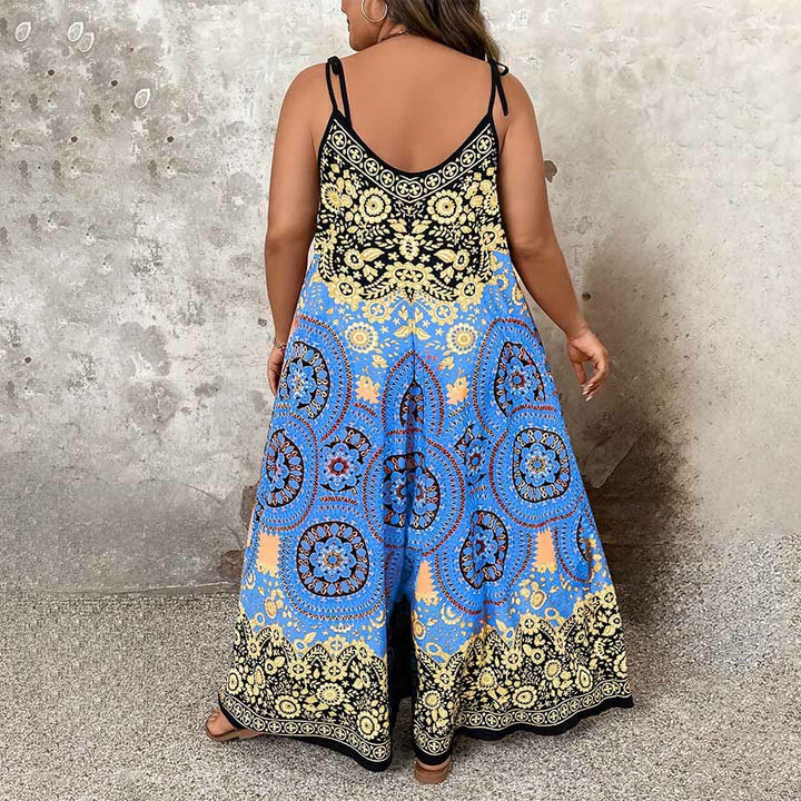 Olivenorma Vintage Floral Medallion Print Spaghetti Strap Flowy Wide Leg Women's Set - image 4