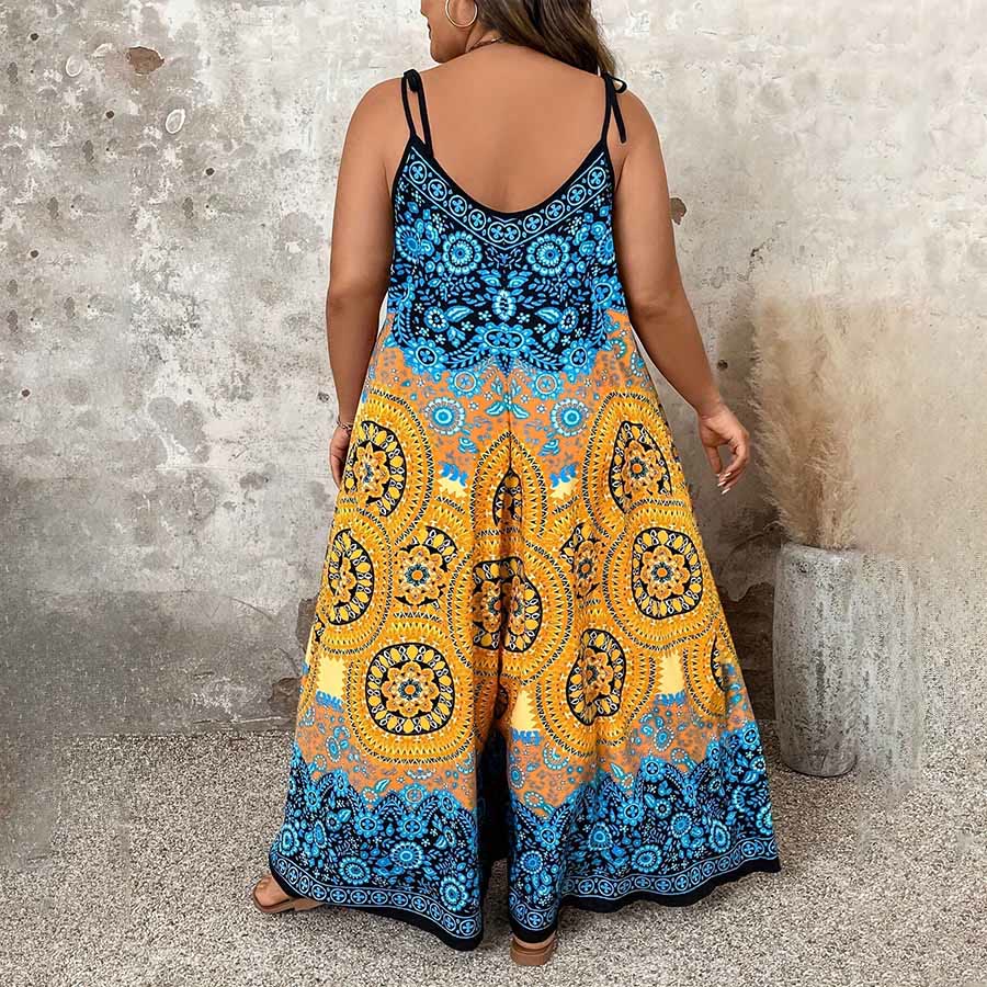 Olivenorma Vintage Floral Medallion Print Spaghetti Strap Flowy Wide Leg Women's Set - image 13