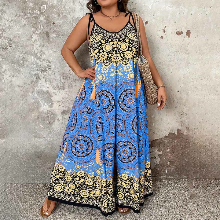 Olivenorma Vintage Floral Medallion Print Spaghetti Strap Flowy Wide Leg Women's Set - image 2