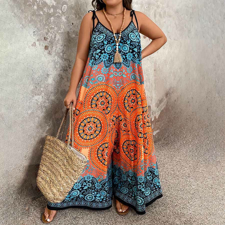 Olivenorma Vintage Floral Medallion Print Spaghetti Strap Flowy Wide Leg Women's Set - image 7