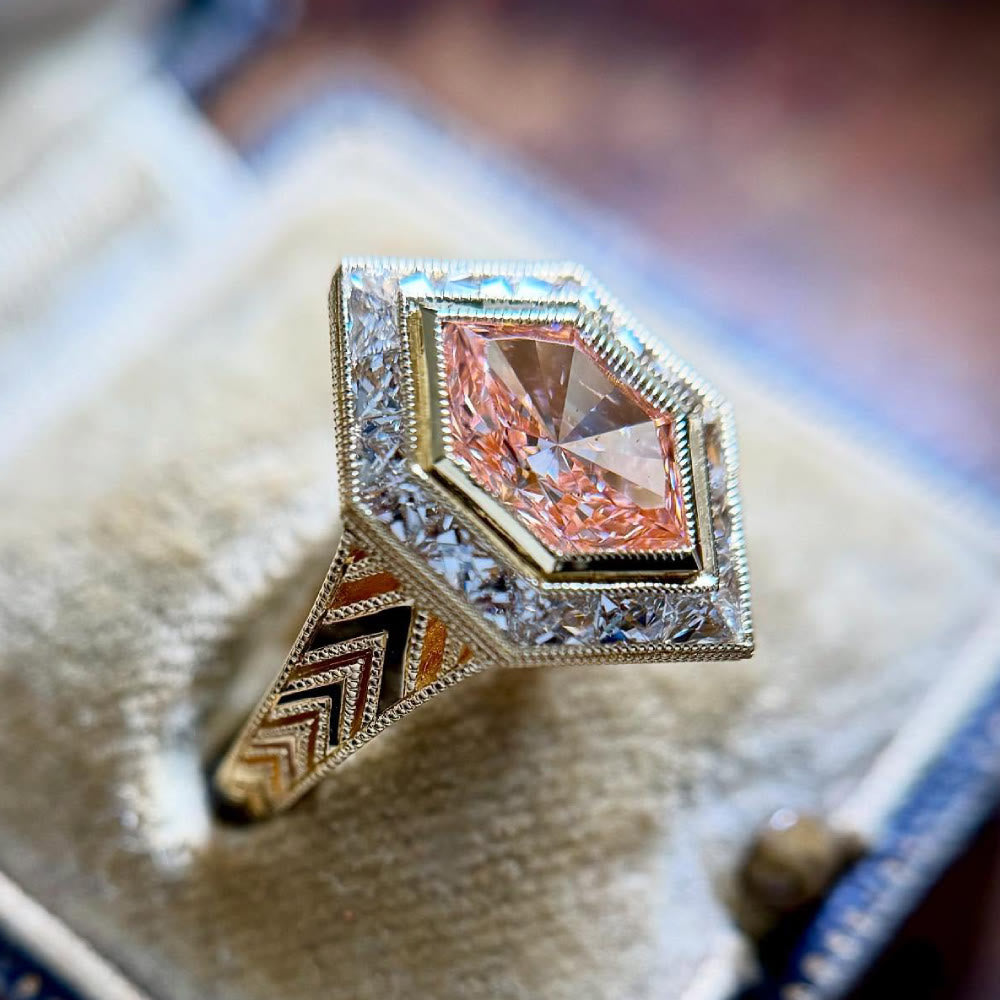 FREE Today: Vintage Hexagonal-Cut Pink Zircon Gold Plated Ring - image 2