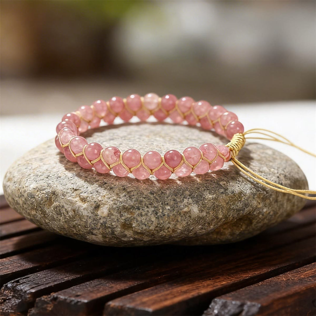 Olivenorma Pink Sun Stone Self Love Handmade Boho Bracelet Anklet - image 3
