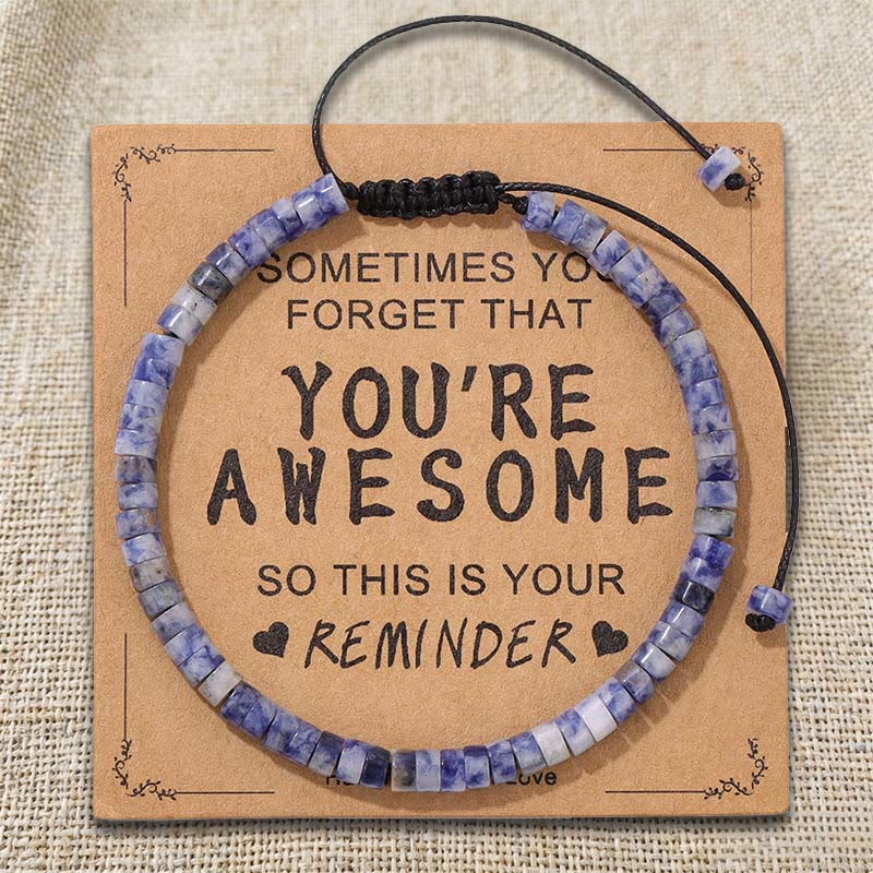 Olivenorma Inspirational Reminder YOU ARE AWESOME Adjustable Handmade Beaded Bracelet - Sodalite - image 17