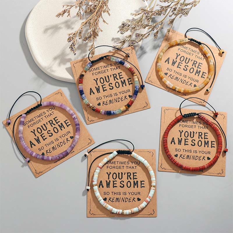 Olivenorma Inspirational Reminder YOU ARE AWESOME Adjustable Handmade Beaded Bracelet - image 1