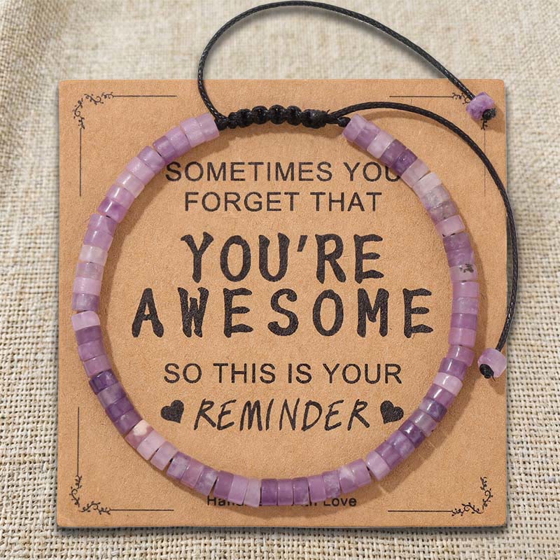 Olivenorma Inspirational Reminder YOU ARE AWESOME Adjustable Handmade Beaded Bracelet - Amethyst - image 19