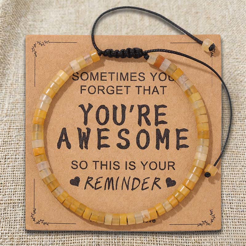 Olivenorma Inspirational Reminder YOU ARE AWESOME Adjustable Handmade Beaded Bracelet - Yellow Tiger's Eye - image 6