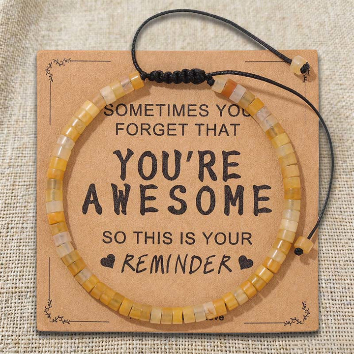 Olivenorma Inspirational Reminder YOU ARE AWESOME Adjustable Handmade Beaded Bracelet - Yellow Tiger's Eye - image 6