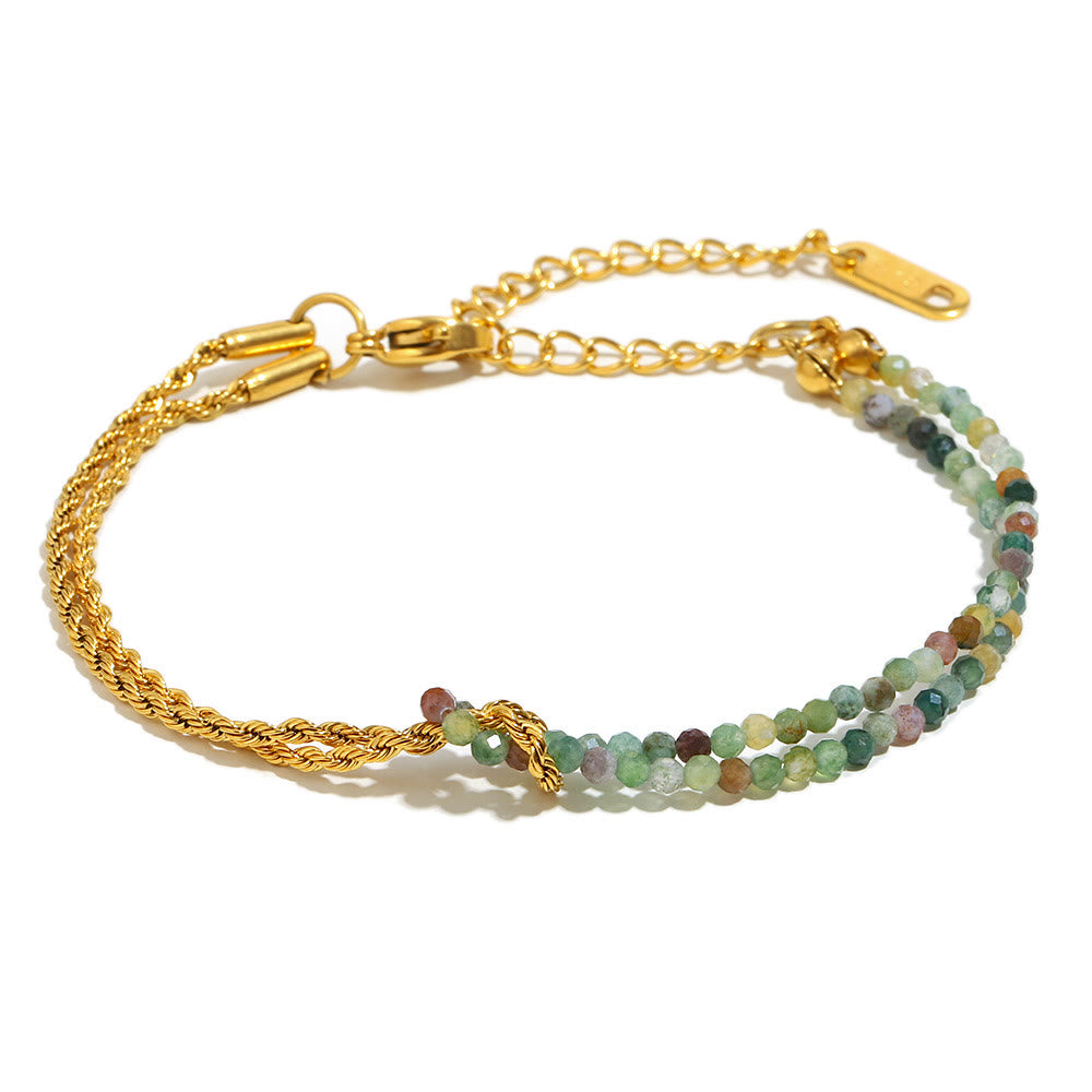 Olivenorma Adjustable Extender Dual-Layer Chain Beaded Bracelet - Multi-Color Tourmaline - image 1