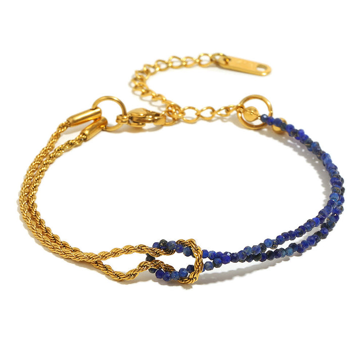 Olivenorma Adjustable Extender Dual-Layer Chain Beaded Bracelet - Lapis Lazuli - image 11