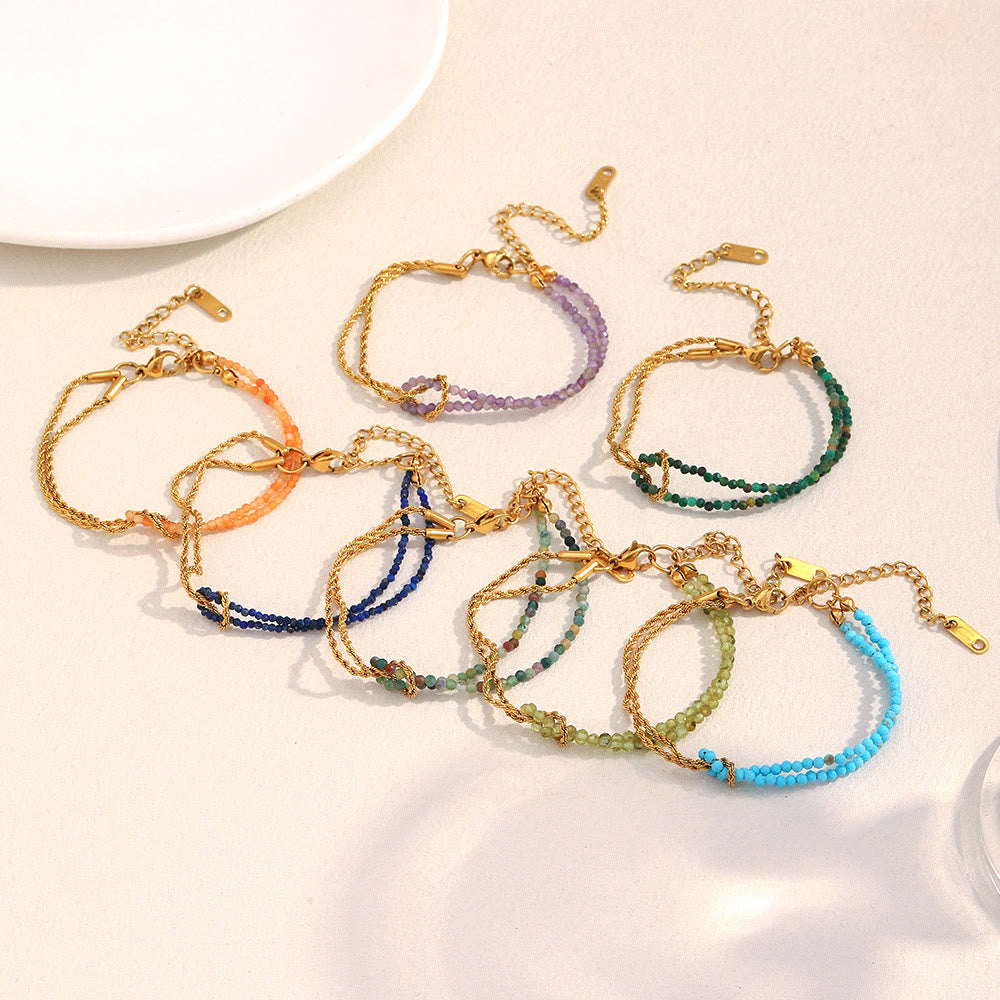 Olivenorma Adjustable Extender Dual-Layer Chain Beaded Bracelet - image 17