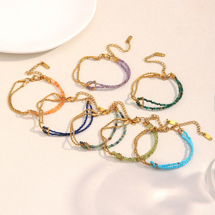 Olivenorma Adjustable Extender Dual-Layer Chain Beaded Bracelet - image 17