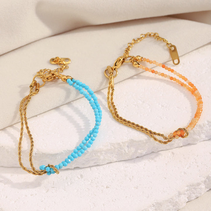 Olivenorma Adjustable Extender Dual-Layer Chain Beaded Bracelet - image 8